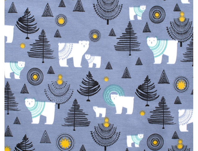 Cotton jersey Polar bear dusty blue