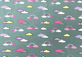 Cotton jersey Clouds in grey