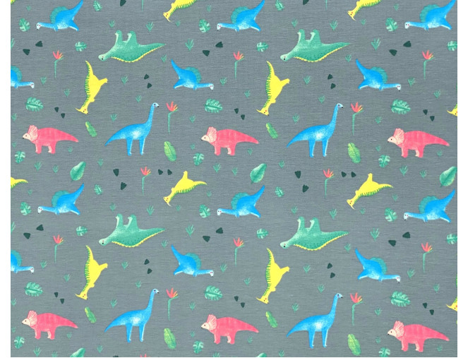 Cotton jersey Dinosaurs in grey
