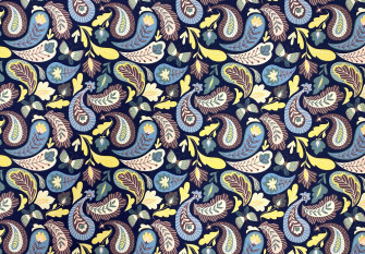 Terry knitted fabric Turkish cucumber patterns in dark blue