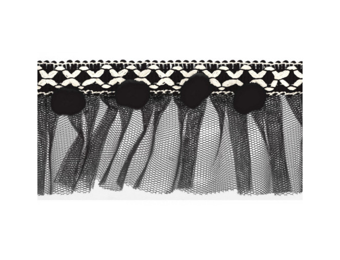 Pom pom ribbon with tulle 50mm | 5 colours internetu