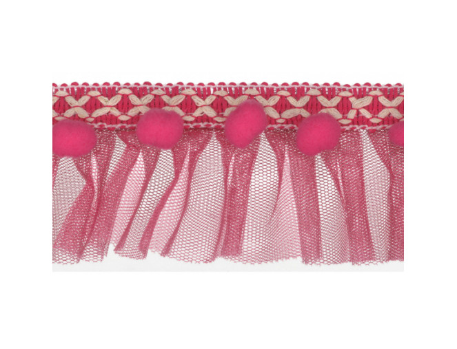 Pom pom ribbon with tulle 50mm | 5 colours skubus pristatymas
