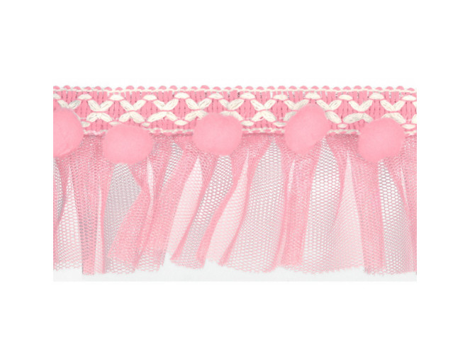 Pom pom ribbon with tulle 50mm | 5 colours