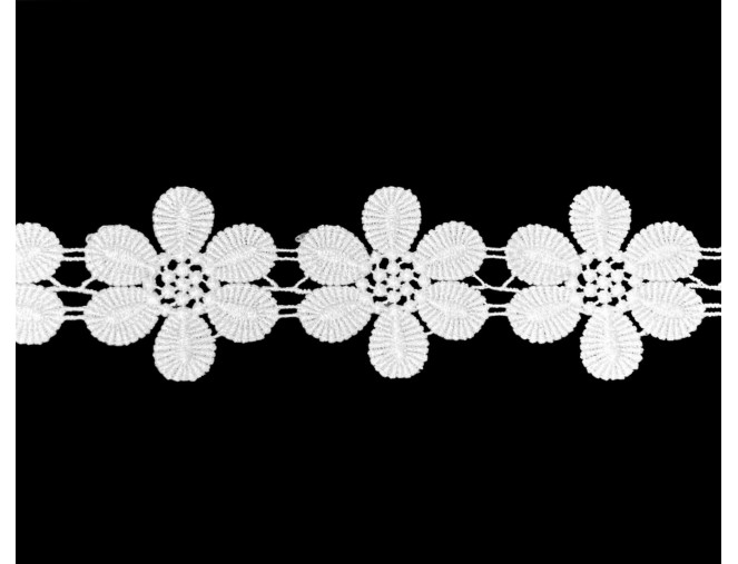 Medvilninis nėrinys 50mm Balta | Juoda