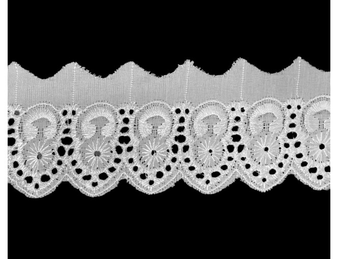 Medvilninis siuvinėtas nėrinys 60mm | Baltas