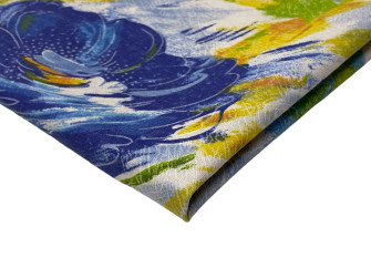Cotton - canvas Blue and yellow flowers