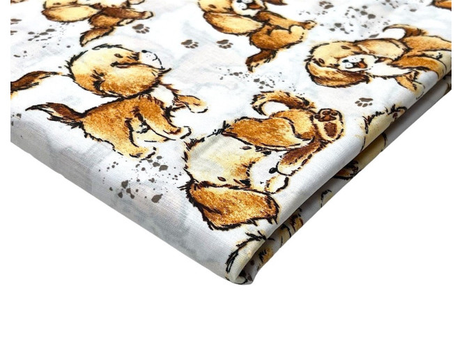 Cotton - canvas Puppies in white