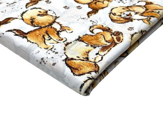 Cotton - canvas Puppies in white
