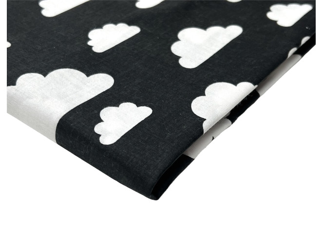 Cotton - canvas White clouds in black