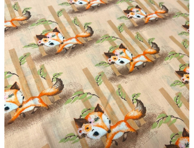 Cotton - canvas Fox in beige pigiau