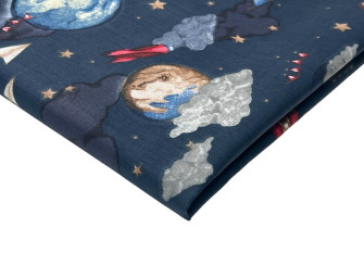 Cotton - canvas Cosmos in dark blue