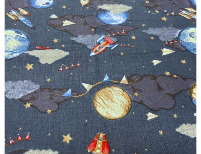 Medvilnė - drobelė Kosmosas tamsiai mėlyname pigiau