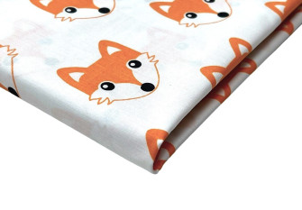 Cotton - canvas Orange leaves in white