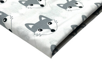 Cotton - canvas Grey foxes in white