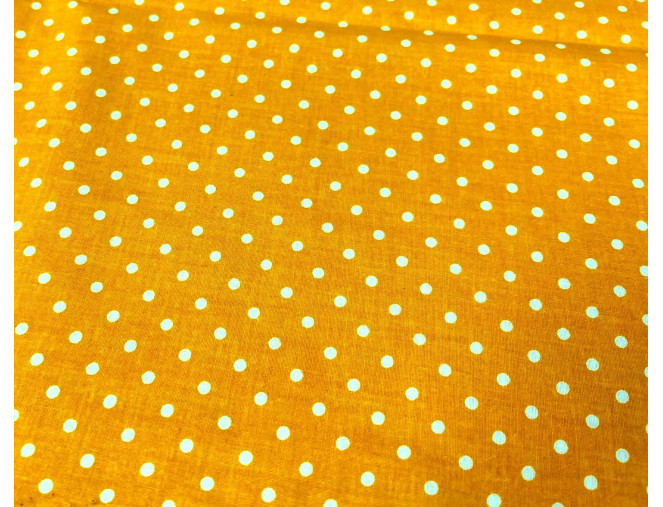 Cotton - canvas White polka dots in yellow BROKUOTA pigiau