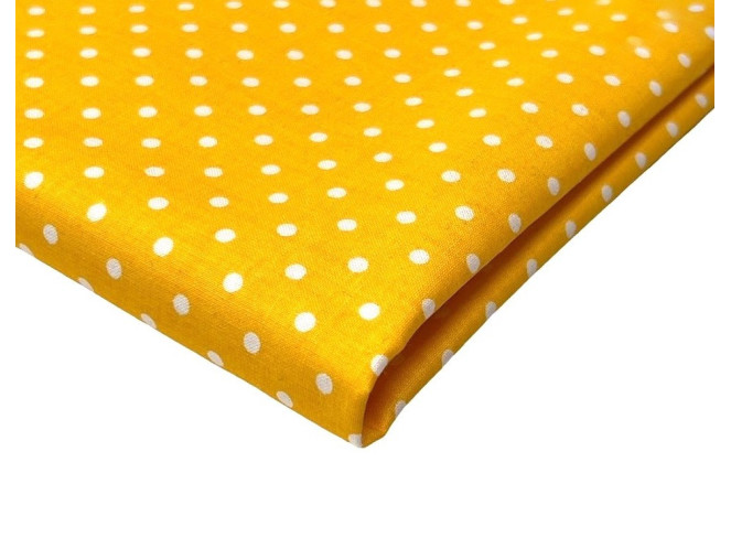 Cotton - canvas White polka dots in yellow BROKUOTA