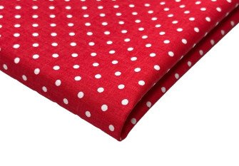 Cotton - canvas White polka dots in red