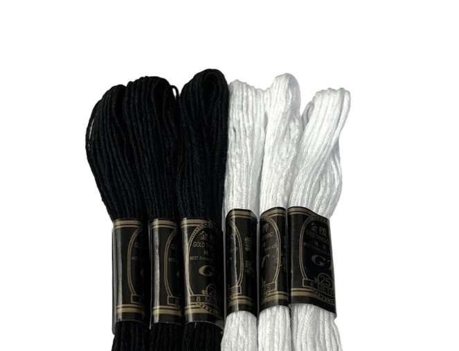 Embroidery thread Muline 8m Black | White