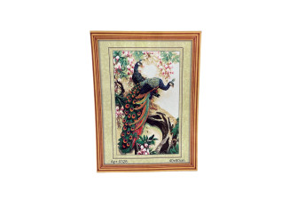 Embroidery painting with thread Peacocks