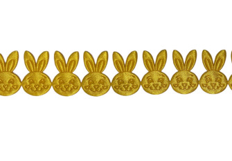 Decorative ribbon Yellow hares 26mm