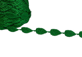 Decorative ribbon Green leaves 18x9mm