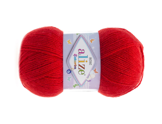 Alize Sekerim Bebe 100g | 320m - 56 Ryški raudona