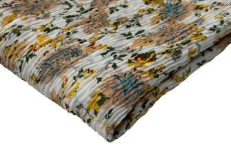 Pleated chiffon Flowers Ekru