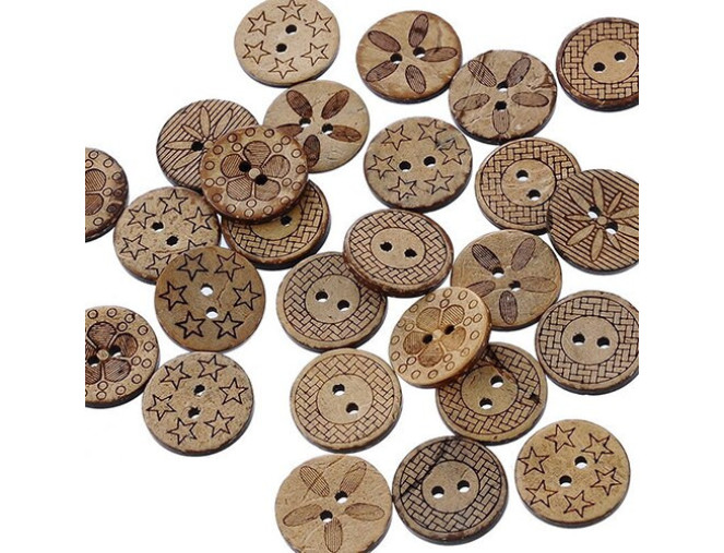Coconut button 17mm Patterns