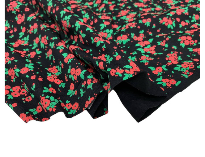 Viskozinis trikotažas Raudonos gėlytės pigiau