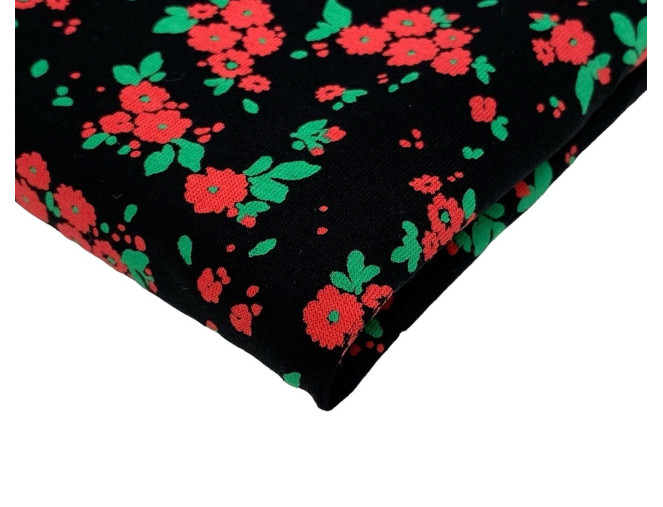 Viskozinis trikotažas Raudonos gėlytės