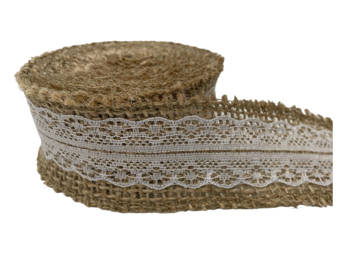 Jute ribbon with lace 5m | 2 sizes