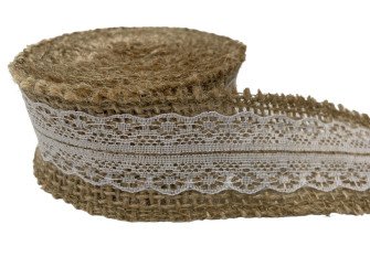 Džiuto juostelė su nėriniu 5m | 2 dydžiai