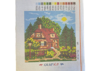 Embroidery painting House in summer