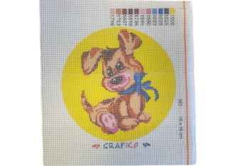 Embroidery painting Dog in yellow