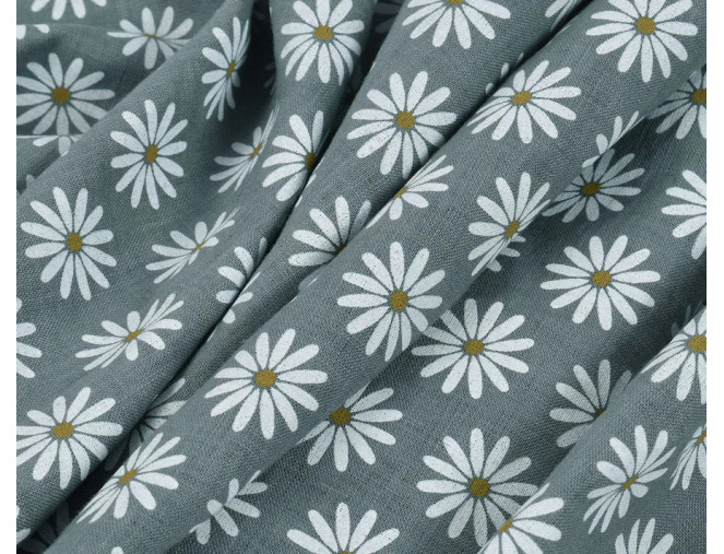 Minkštintas linas Baltos ramunės pilkame internetu