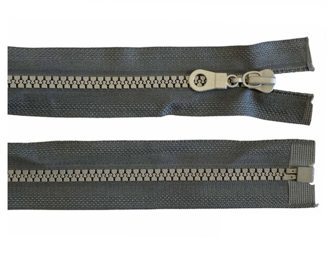 Plastikinis užtrauktukas 75cm Pilka su šviesiai pilkais dantukais