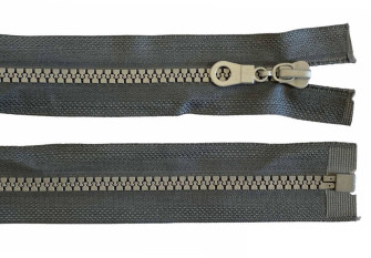 Plastic zipper 75cm Grey with light grey teeth