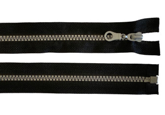 Plastic zip 60cm Black with grey teeth