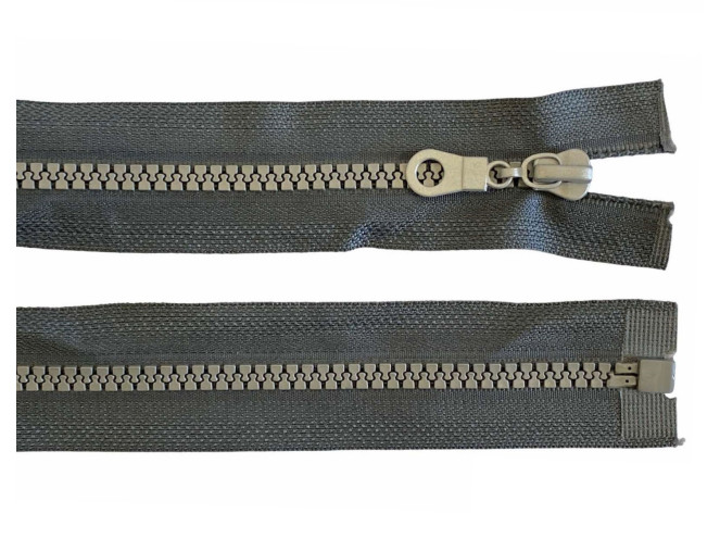 Plastikinis užtrauktukas 85cm Pilka su šviesiai pilkais dantukais