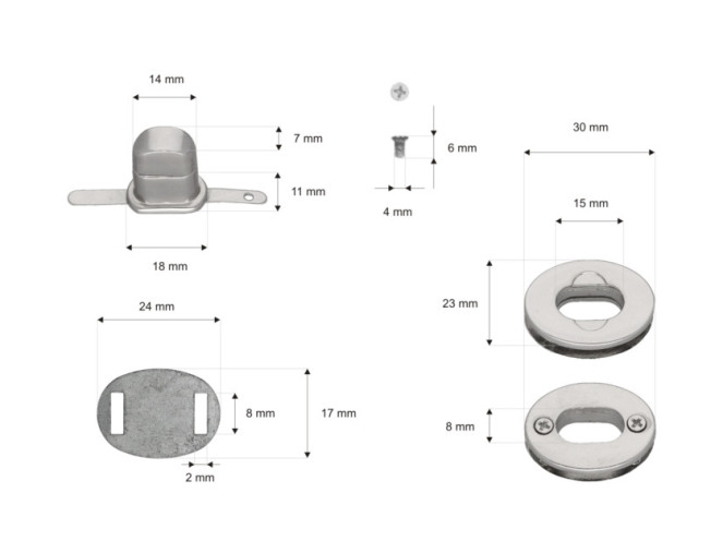 Metalinis užsegimas 30mm Nikelio internetu