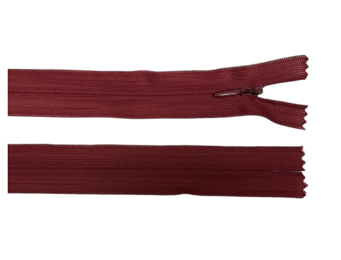 Paslėptas užtrauktukas 50cm Bordo