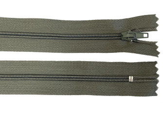 Non-removable 3-D zipper 20cm Grey with green tint