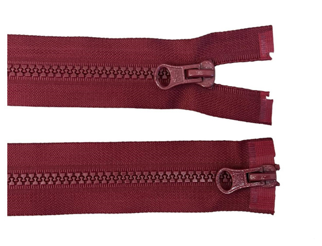 Dvipusis, plastikinis užtrauktukas 90cm Bordo