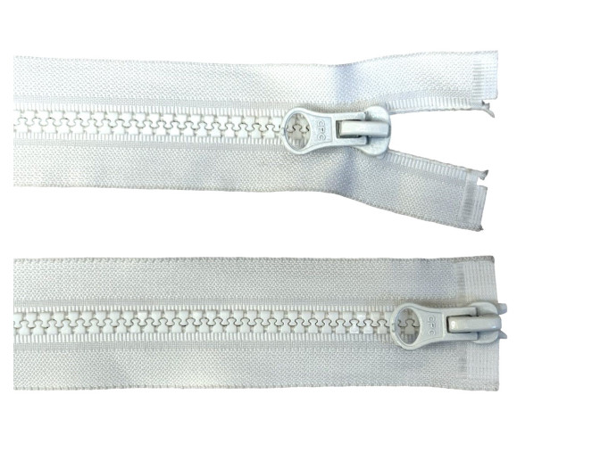 Dvipusis, plastikinis užtrauktukas 90cm Baltas