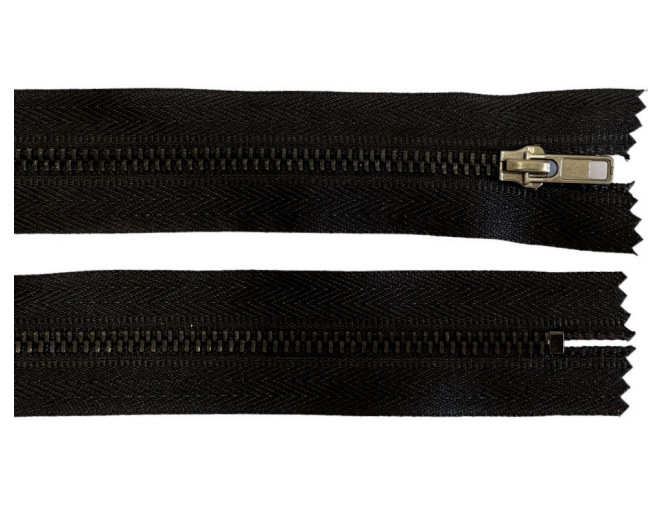 Metal zipper 18cm Black with black teeth