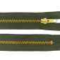 Metal zipper 16cm Green with gold teeth