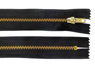 Metal zipper 10cm Black with gold teeth