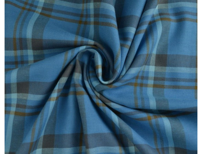 Languotas medvilninis audinys Melsvas