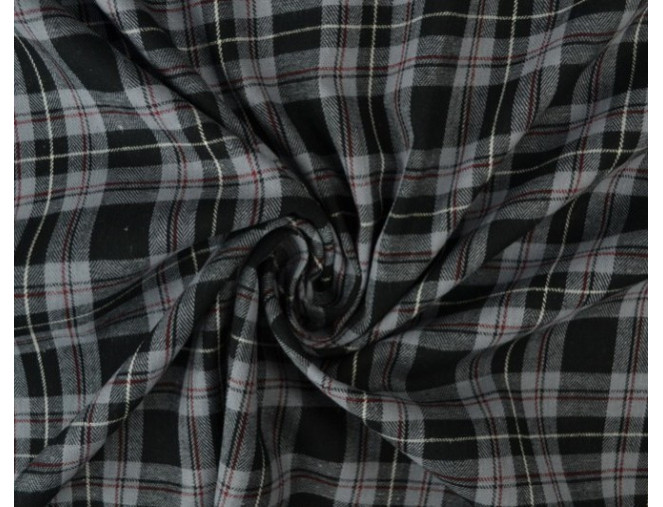 Checked cotton fabric Dark grey