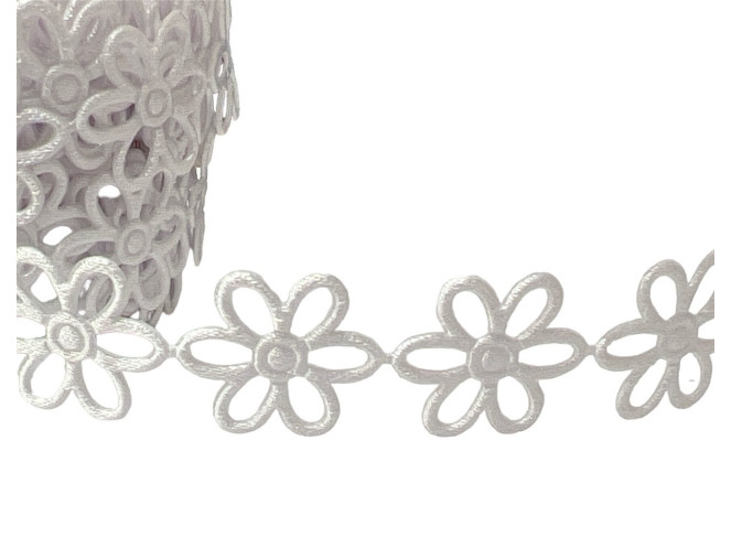 Gėlyčių juostelė 19mm. | Balta